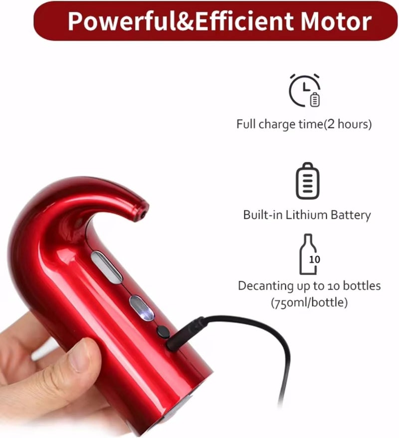 HOWTOOL Electric Wine Aerator, Wine Decanter Pump Dispenser Gifts Set,Automatic Wine Aerator Pourer Spout. Wine Dispenser Pump, Wine Gifts Set for Wine Lovers - Image 5